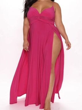 Fashion Nova Living Free Maxi Dress - Magenta High Slit New 3X